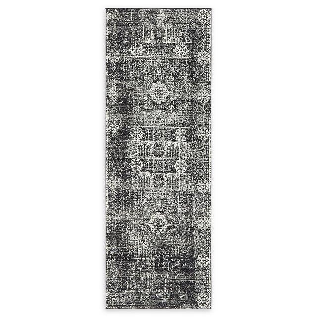 Unique Loom Bouquet Heritage 6' Runner Powerloomed in Black