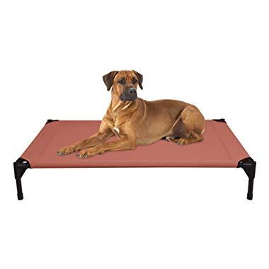 Veehoo Elevated Dog Bed, Portable Raised Pet Cot, Waterproof & Breathable Mat, Durable Textilene Mesh Fabric, No-Slip Feet, Indoor or Outdoor Use