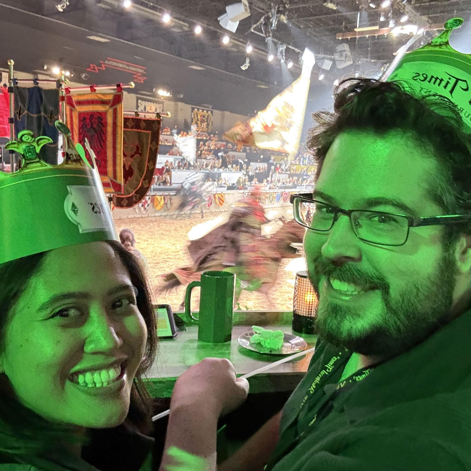 The Medieval Times date- We came for the show… Left with victory… Green KNIGHT won