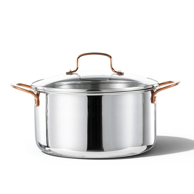 CAROTE 6.5 Qt Tri-Ply Stainless Steel Stockpot, Non-Toxic Stock Pot with Lid, Soup Pot for Pasta, Even Heating, Oven Safe, Induction, Ceramic and Gas Cooktops Compatible, Sliver