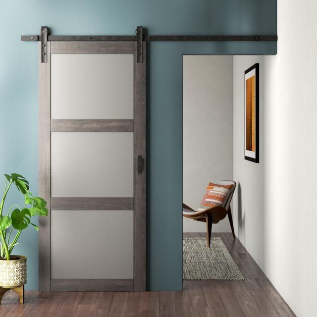 Continental Glass Barn Door with Installation Hardware Kit
