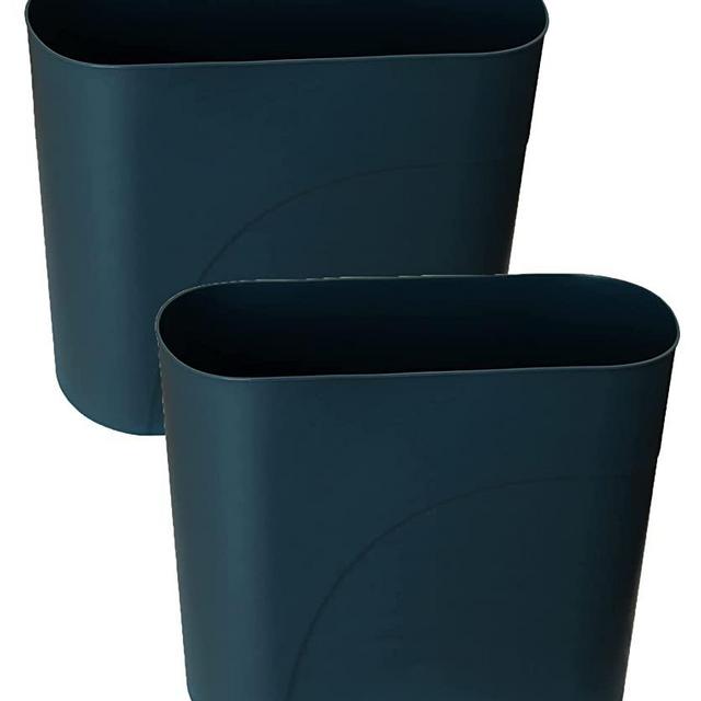 HMQCI Plastic Rectangular Small Trash Can Wastebasket, Garbage Container Bin, 3 gallons (Navy, 3-Gallons(2 Pack))