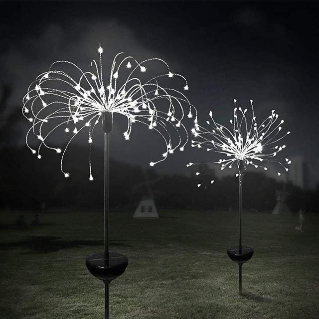 A-Power 120Led Solar Fireworks Light Outdoor Garden Lights 8 Modes Pathway Patio Lawn Backyard Christmas Party Holiday Wedding Decorative Lights (120LED Cold White-Round)
