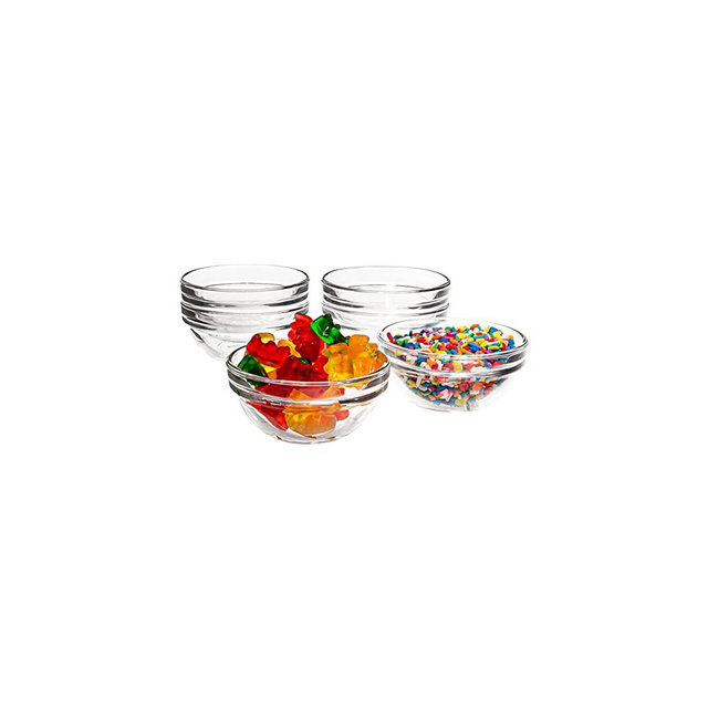 Vikko 3 Inch Small Glass Bowls: Dipping Sauce Cups - Pinch Bowls for Cooking Prep - ingredient bowls for prep - Mis En Place Bowls - Stackable Clear Round Spice Bowls - Small Glass Bowl - Set of 6