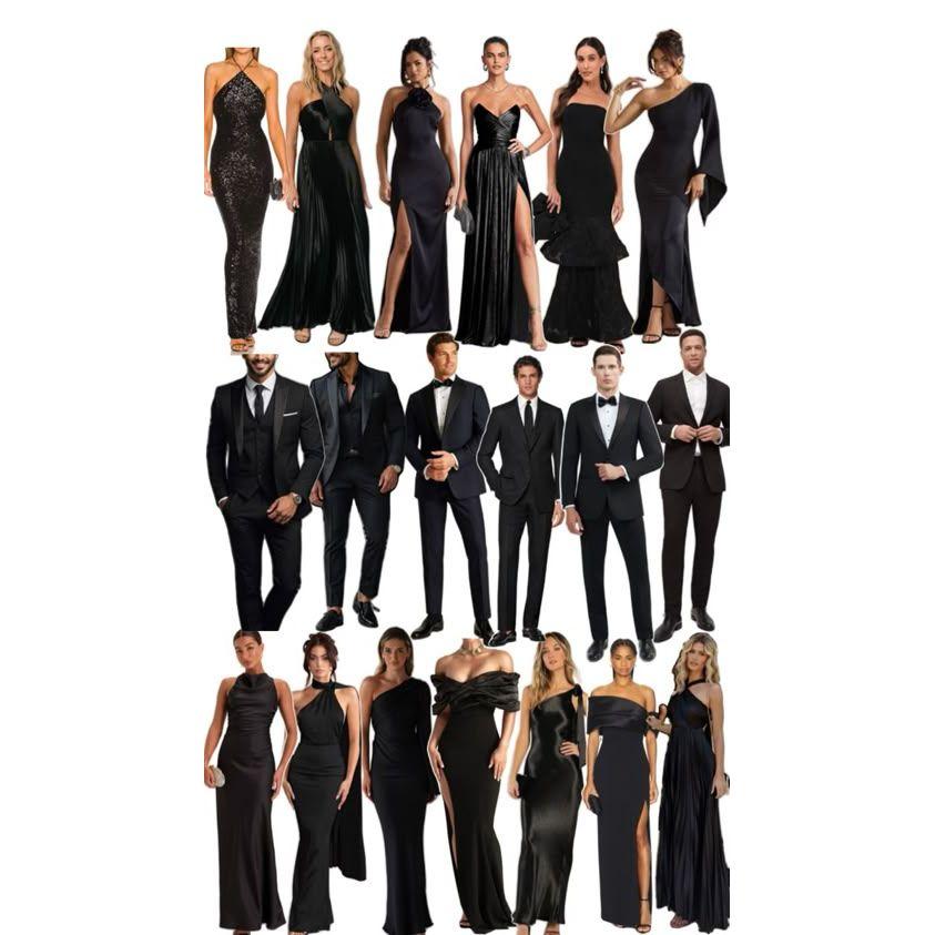 For the ladies, dresses, blouses, pant suits, formal or semi-formal BLACK attire.  For the gentlemen, formal or semi/formal BLACK attire (excludes white dress tops).