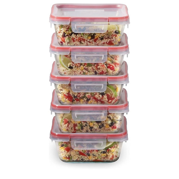 Pyrex Freshlock 5-Pack (4-Cup) Glass Food Storage Container Set