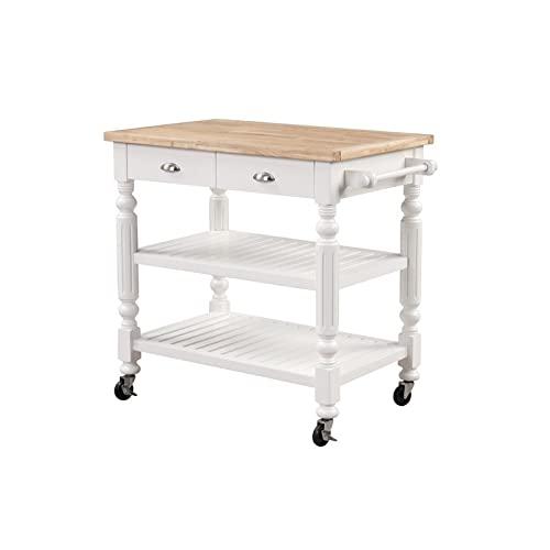 Linon Ridgeway Wood Kitchen Cart in White