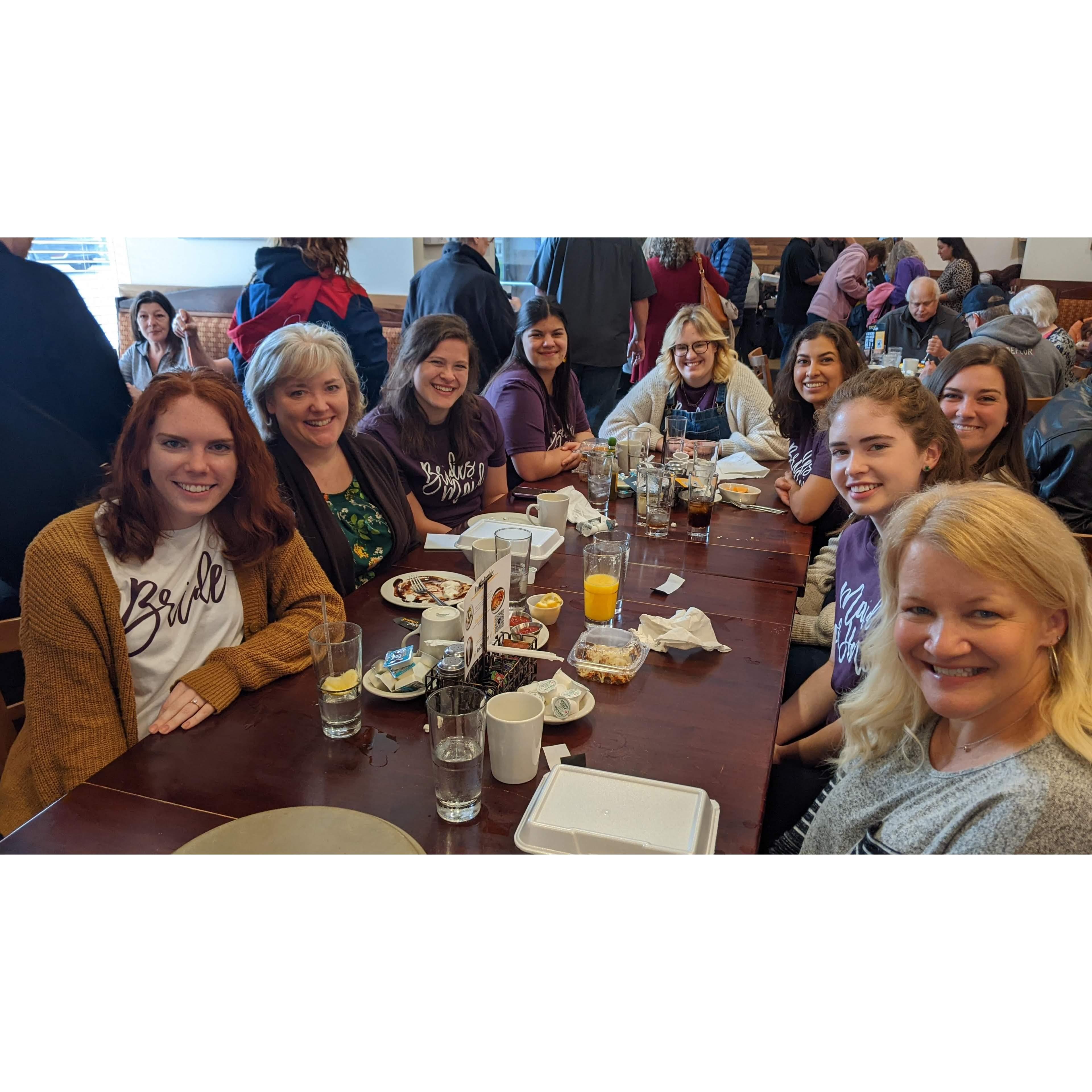 Brunch with all the bridesmaids and both moms, during the bachelorette weekend <3