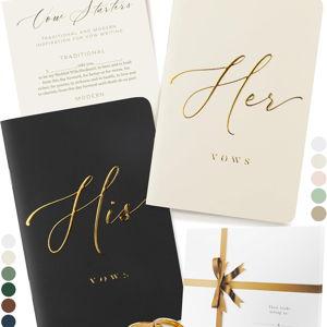 ARTESORI Premium Wedding Vow Book for Her & Him, Soft Touch, Gold Foil, 28 Lined Pages, Wedding Vow Books His and Hers, Wedding Essentials, Wedding Registry Ideas, His and Hers Gifts [Ivory & Black]
