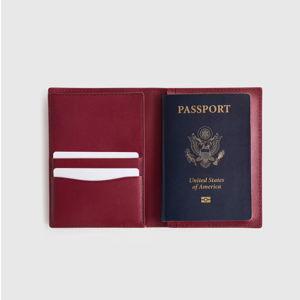 Nappa Leather RFID Blocking Passport Holder in Wine