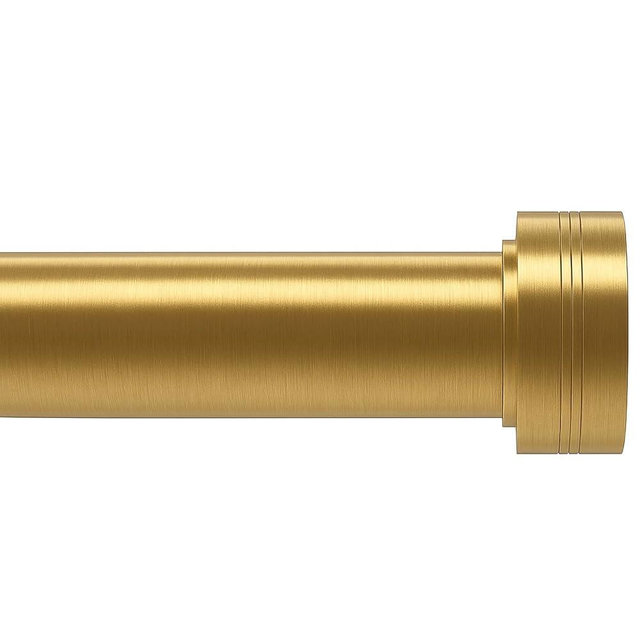 Gold Curtain Rods for Windows 18 to 88 Inch, Adjustable Length 1 Inch Diameter Brass Curtain Rods with Aluminium Finials, Warm Gold