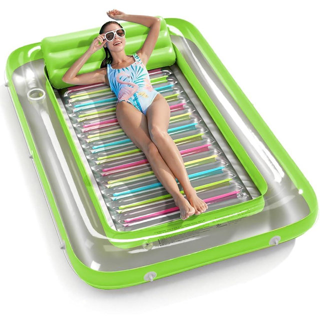 Inflatable Tanning Pool Lounger Float - Jasonwell 4 in 1 Sun Tan Tub Sunbathing Pool Lounge Raft Floatie Toys Water Filled Tanning Bed Mat Pad for Adult Blow Up Kiddie Pool Kids Ball Pit Pool