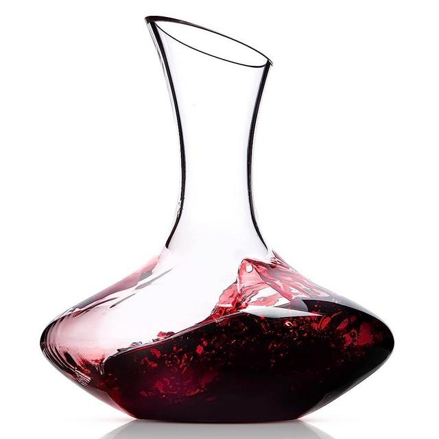 Wine Decanter – Hand-Blown Crystal Wine Carafe – Full Bottle Red Wine Pitcher – Elegant Modern Design – Wine Gift, Wine Accessories (57 oz)