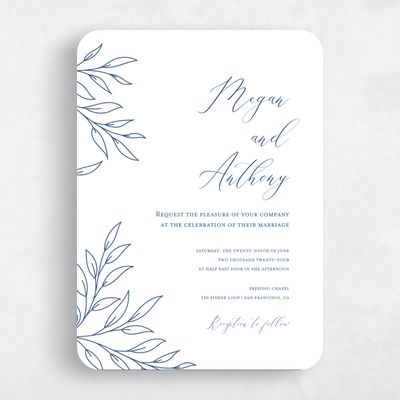Blue Rounded Wedding Invitation - Delana Portrait