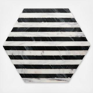 Old Hollywood Hexagon Striped Marble Trivet