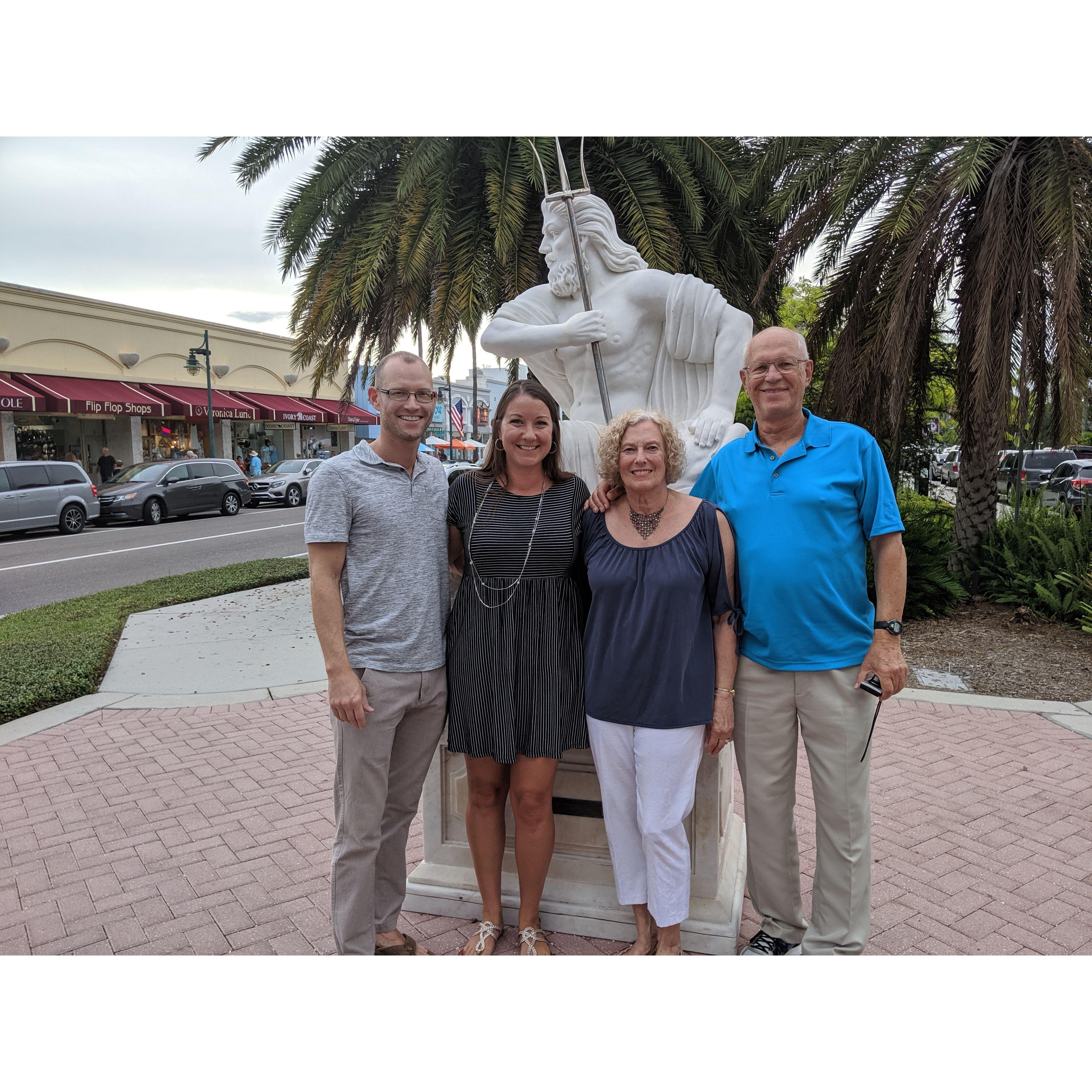 Exploring St. Armands Circle with Erik's parents, Ger and Jo Ann.