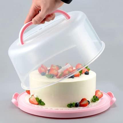 Large 10 Inch Cake Carrier Keeper Stand with Handles and Lids Container for Transport Cake Holder Tray with Cover Round Cupcake Storage Kitchen Cooking Box Large