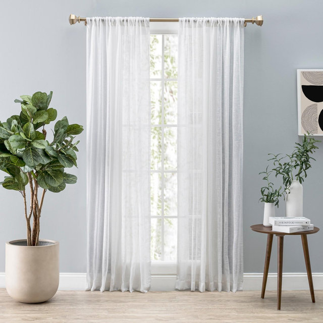 Ricardo Shannon Sheer Linen Panel 52x96 White