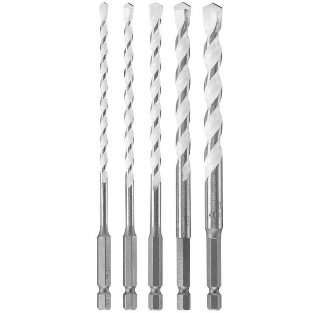 Multi-Purpose Carbide Drill Bits for Drilling Tile, Masonry, Wood, Metal and Concrete (5-Piece)