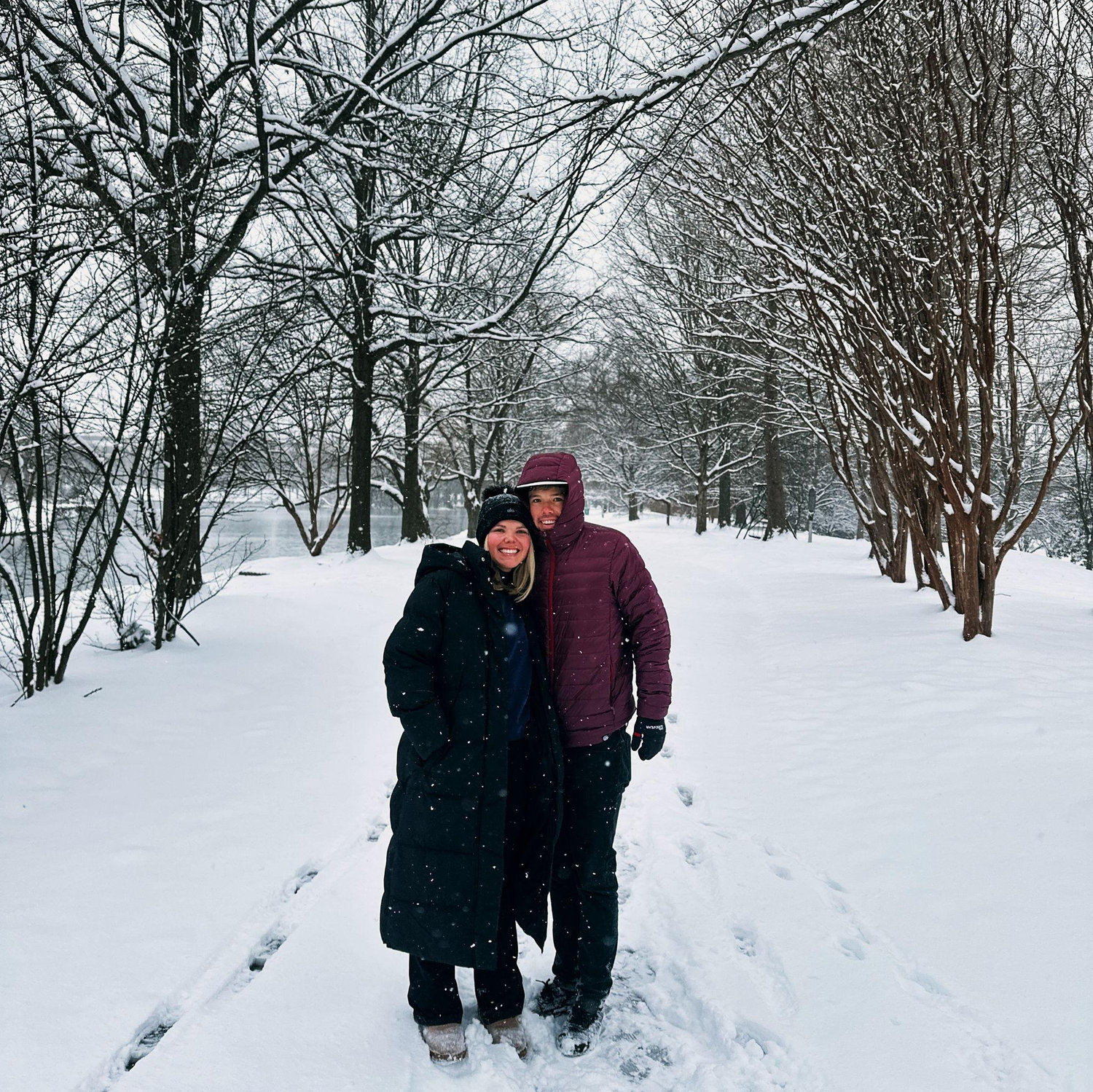 Morgan and Andrew’s first official photo together in Nashville after eight inches of snow… subtle Minnesota foreshadowing?