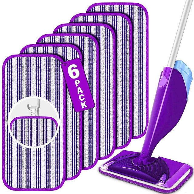 6 Pack Reusable Mop Pads for Swiffer WetJet Spray Mop, Wet Pads Refill for Swiffer Wet Jet, Microfiber Mop Pads Machine Washable Wet Dry Pads Refill for Hardwood, Vinyl, Marble, Stone and Glass