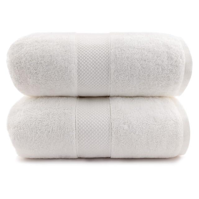 Maisonette Loft 100% Egyptian Cotton Turkish Bath Sheets - Soft, Absorbent Oversized Bathroom Towels - Ideal Quick Dry Extra Large Luxury Towel Set for Shower - (35" x 70", 2 Pack) - White