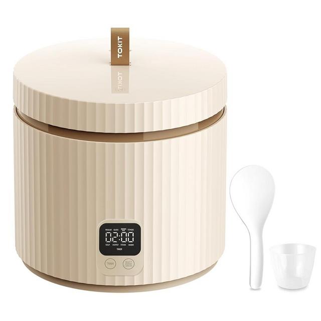 TOKIT Rice Cooker Small 1.5 L Mini Rice Cooker, Multifunctional with Display Touch Button for 1-3 People, Ceramic Coated Non-Stick Pot, 8 Cook Functions: Rice, Soup, Congee, Stew, Keep Warm& More