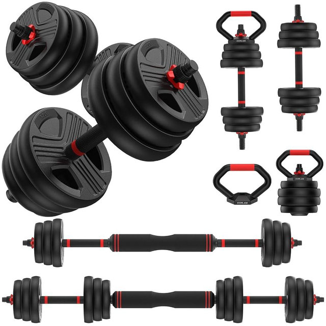FITPLAM Adjustable dumbbell set,20/35/45/55/70/90lbs Free Weights set with upgraded nut, 4 in 1 Weight Set Used as Kettlebells, Barbell, Push up Stand, Fitness Exercise for Home Gym Suitable Men/Women