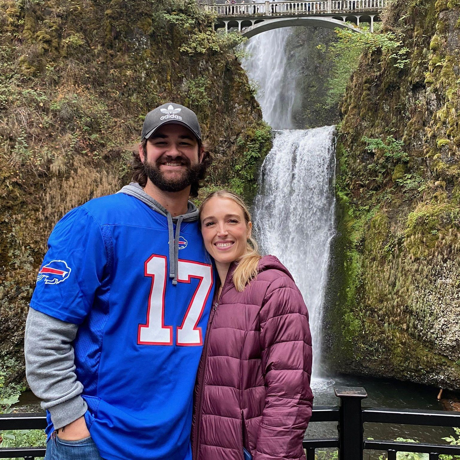 The early days... Meg visiting Will when he lived out West - Multnomah Falls, Oregon
