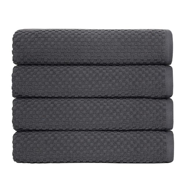 COTTON CRAFT Waffle Bath Towel - Set of 4 Luxury Euro Spa Waffle Weave Towels - 100% Ringspun Cotton Bath Towel - Absorbent Quick Dry Bath Towel Set - Oversized 30 inch x 56 inch - Grey