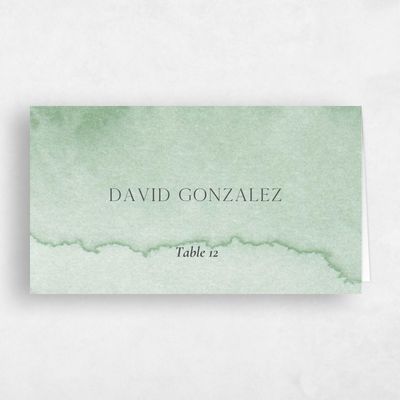 Green Typography Wedding Place Card - Loreto