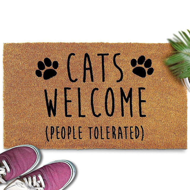 Cats Welcome People Tolerated Doormat 30x17 Inch Cat Welcome Mat, Cat Door Mats, Animals Welcome People Tolerated Door Mat Cat, Cat Doormat Coir Hilarious Door Mats Funny Welcome Mat Funny Cat Doormat