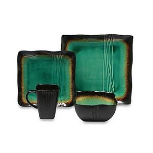 BAUM - Baum Galaxy Square 16-Piece Dinnerware Set in Jade