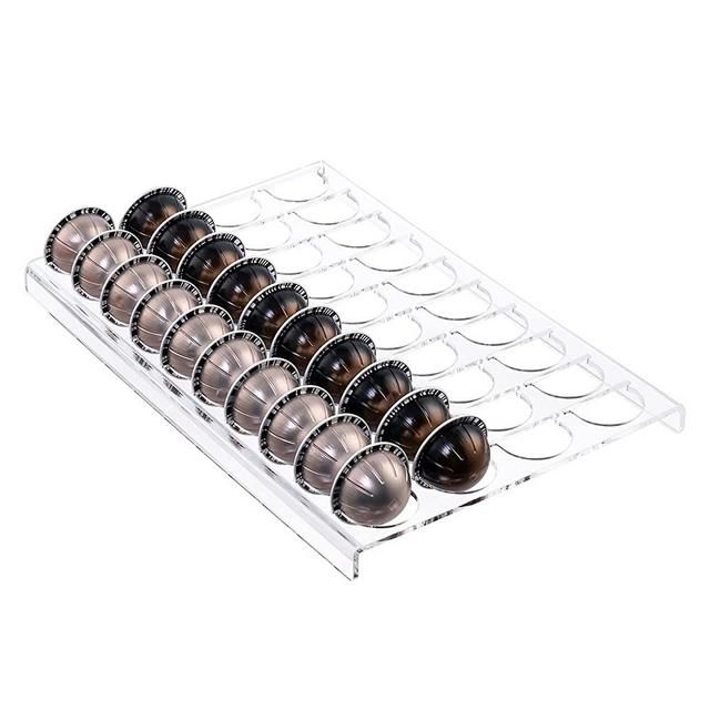 SUMERFLOS Coffee Pod Holder Storage Tray for Vertuoline Capsule, Drawer Insert Organizer Holds 40 Pods Drawer of Kitchen, Home, Office - Clear