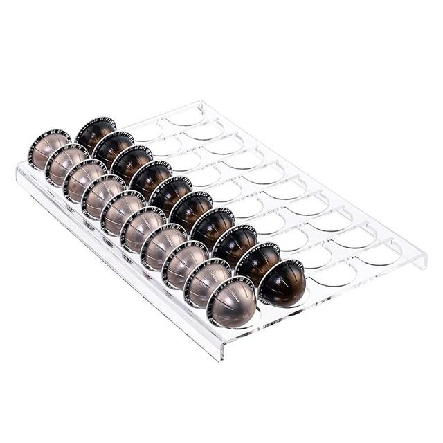 Bamboo Coffee Capsule Storage Drawer Tray, Drawer Insert Organizer Holds 48  Pods, Compatible with Nespresso Vertuo Vertuoline Capsules, Suitable for