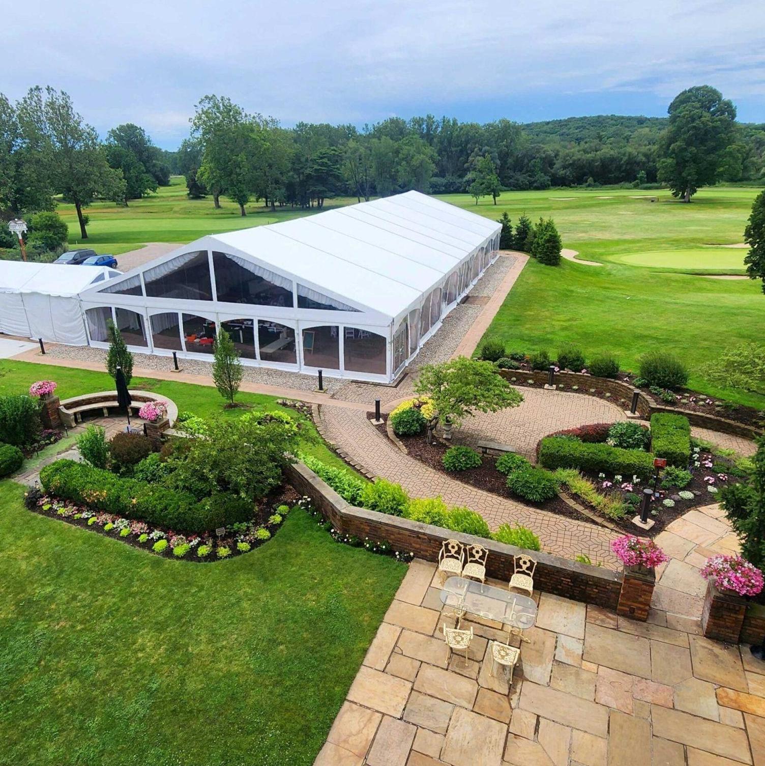 Get ready to celebrate in the reception tent at Meadow Brook Hall!