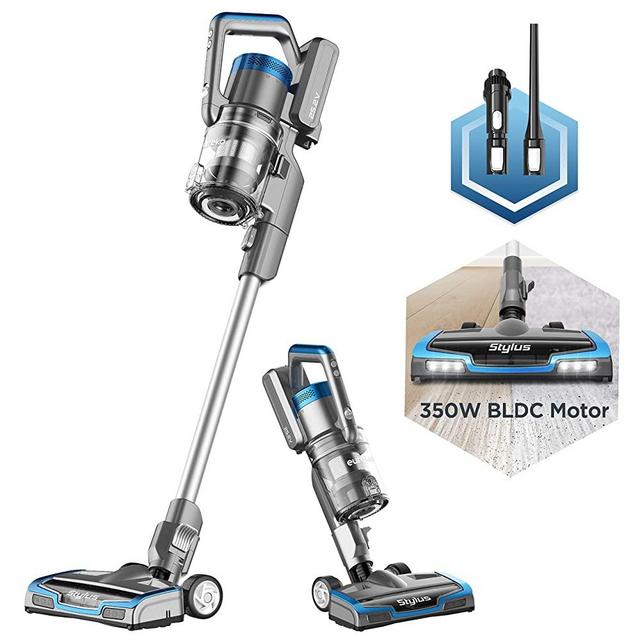 Eureka Stylus Lightweight Cordless Vacuum Cleaner, 350W Powerful BLDC Motor for Multi-Flooring Deep Clean LED Headlights, Convenient Stick and Handheld Vac, Premium, Blue