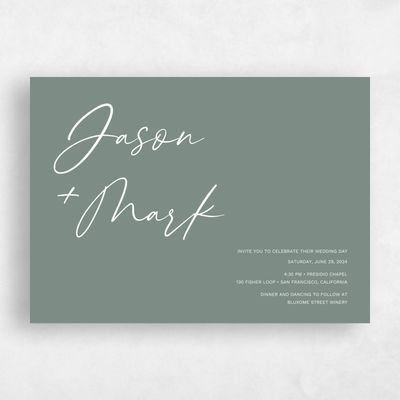 Basil, Green Wedding Invitation - Nahomi Landscape