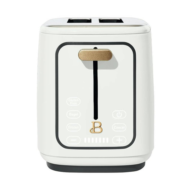 Beautiful 2-Slices Touchscreen Toaster with Digital Display, 7 Shade Settings, Bagel/Frozen Presets, Extra-Wide Slots, 900W (White)