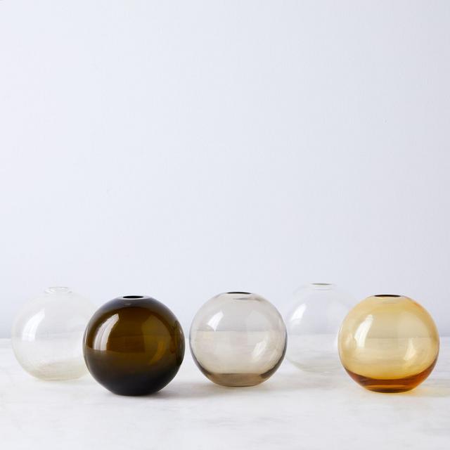 Spherical Glass Bud Vase Amber