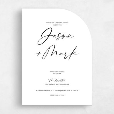 White Half arch Wedding Wedding Shower Invitation - Nahomi Classic