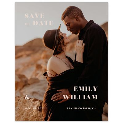 Light Mocha, Beige Wedding Digital Save the Date - Hernando Portrait