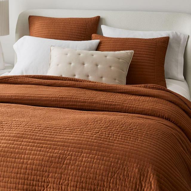 Silky TENCEL Pick Stitch Quilt, Full/Queen, Terracotta