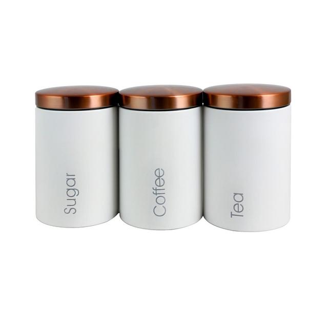 MegaChef Essential Kitchen Storage 3 Piece Sugar, Coffee and Tea Canister Set