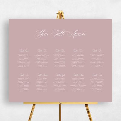 Grayed Mauve, Pink Wedding Sign - Jade Seating Chart