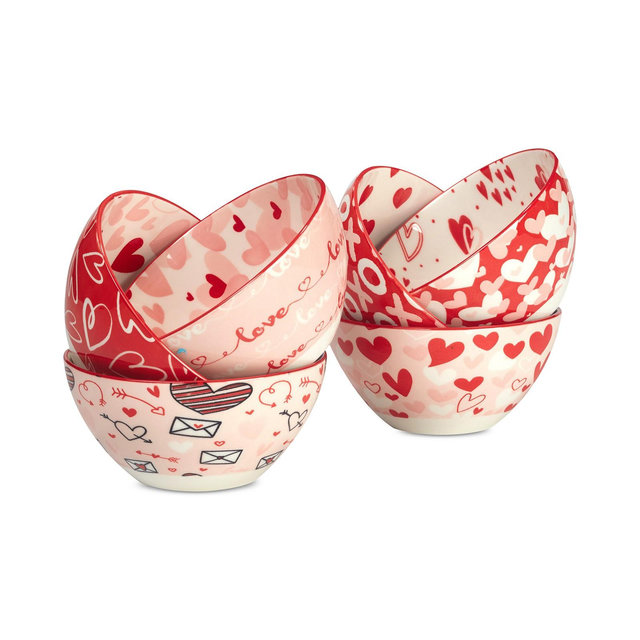 Certified International Valentine's Day Bowls, Set of 6