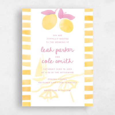 White Wedding Invitation - Spiaggia Portrait