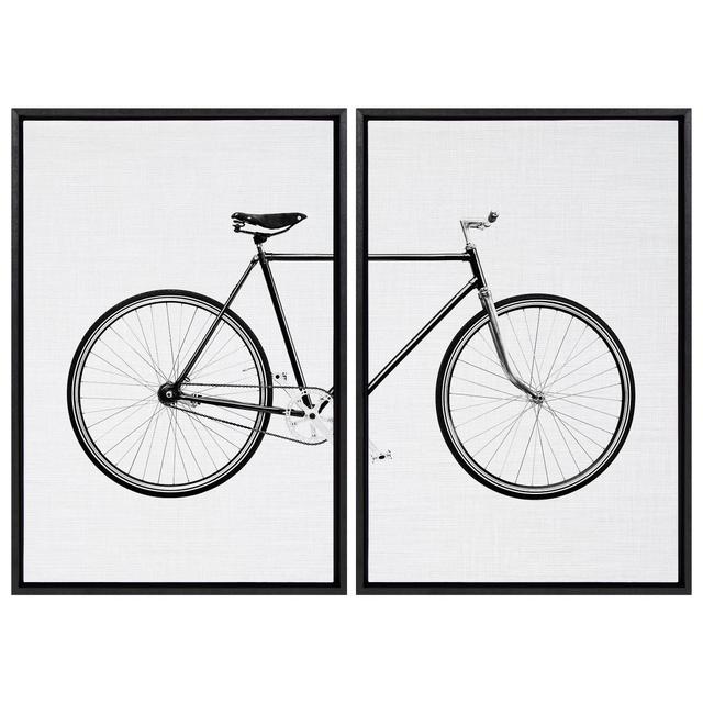 2pc 23" x 33" Sylvie Bicycle by Simon Te of Tai Prints Farmed Wall Canvas Black - Kate & Laurel All Things Decor
