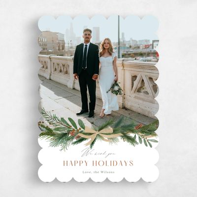 White Scalloped Holiday Card - Canmore