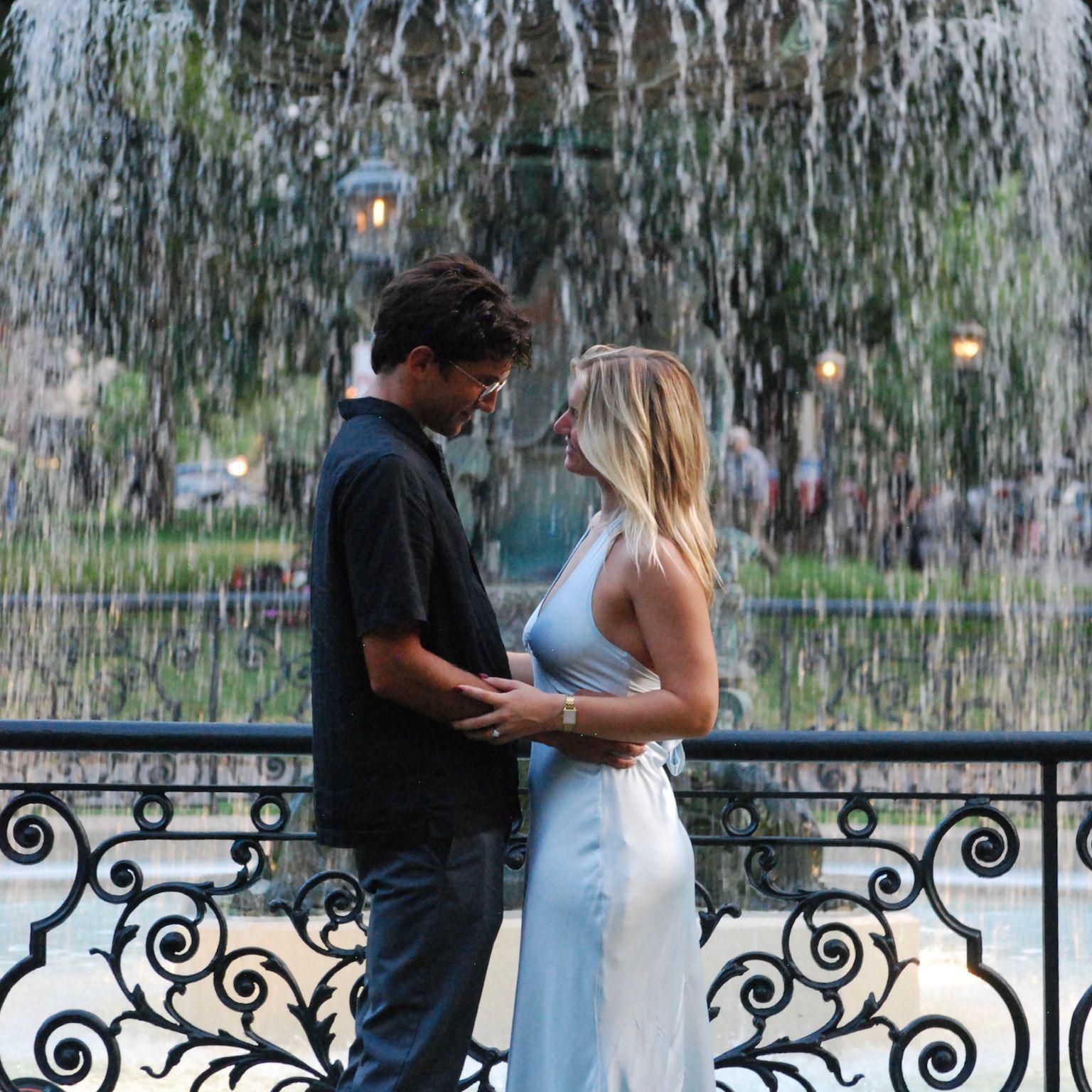 We got engaged September 19th in front of the St James Court Fountain